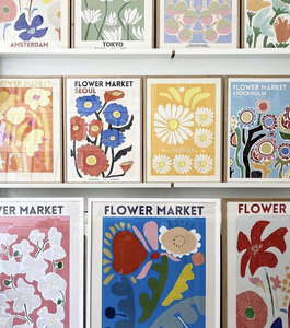 浪漫法式 新款欧洲花朵复古小众艺术海报家居装饰画纸质画芯组合