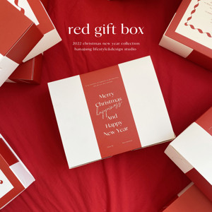 经典独特红白配色新年圣诞礼盒 独家复古法式礼物包装纸盒甜品盒