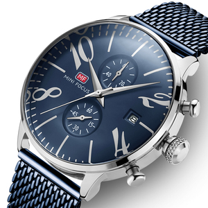 mini focus凸微曲面男士手表弧形大秒针扫秒计时小指针走时腕表