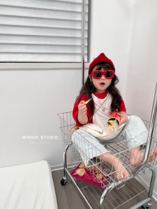 【Minnie】韩系童装女童裙子纯色背心裙无袖叠穿连衣裙毛边牛仔裤