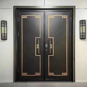 入户门防盗门子母门纯铜新中式门高端豪华进户门定做铜门三七门