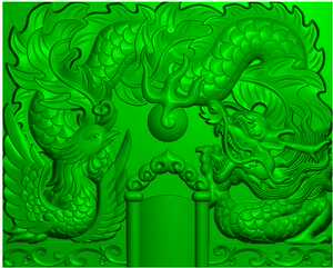 龙凤碑精雕图jdp浮雕图功德碑bmp墓碑碑头雕刻机专用精品双龙碑头