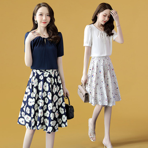 今年流行夏装套装2022年新款女装夏季洋气时尚雪纺半身裙两件套潮