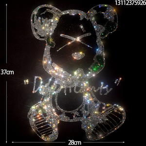 2023明星网红同款小熊大图案烫钻图定制加工衣服烫钻图案贴工厂
