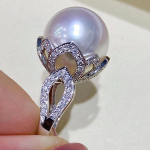 珍珠戒托18k黄金珠宝镶嵌定制白色海水珠圆珠设计加工戒指工费