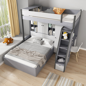 点点芳华双人床上下铺错层上下床双层床交错式儿童床高低铺两层床