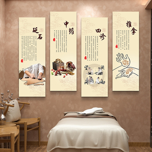 养生馆装饰画中医理疗馆经络针灸推拿宣传海报挂画美容院诊所壁画