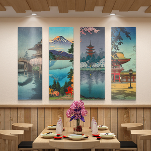 日式料理餐厅饭店背景墙壁画日本风格富士山寿司店挂画客厅装饰画