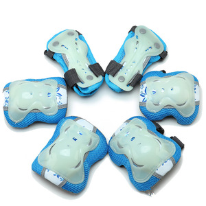 儿童轮滑荧光护具六件套护腕护肘护膝男女滑板旱冰溜冰鞋滑冰护具