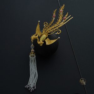 青荷记忆原创设计纯银复古中国风凤凰长流苏步摇汉服新娘头饰发钗