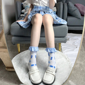 lolita花边袜子日系堆堆袜纯棉糖果樱花jk制服袜子中筒袜学生长袜