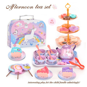 女孩过家家下午茶茶具套装仿真甜品蛋糕咖啡儿童玩具手提礼盒礼物