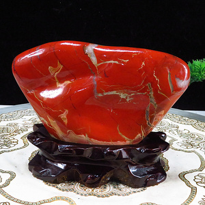 天然南非红碧玉鸡血石玉石家居客厅装饰品桌面摆件精品奇石收藏