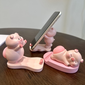 可爱猪猪手机支架办公室桌面装饰摆件创意家居好物懒人实用小礼品