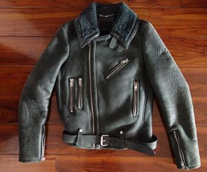 diesel 黑金系列 皮毛一体皮衣意产机车款羊皮翻领拉链男士