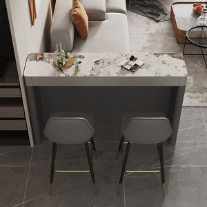 意式轻奢岩板吧台家用开放式厨房餐桌一体客厅定制高脚酒吧吧台桌