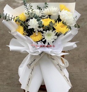 清明节黄白菊花束上坟扫墓烟台市招远市栖霞市海阳市同城鲜花速递