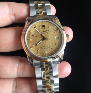 帝舵帝陀手表骏珏系列53003-68033瑞士机械男表金色提花钻面钢带