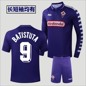 佛罗伦萨复古球衣1998-99紫百合主场经典战神9号巴蒂斯图塔足球服
