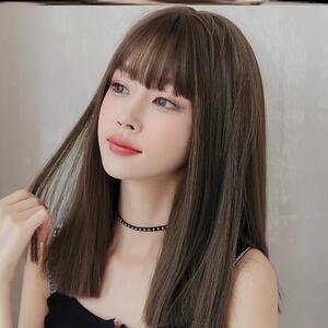 假发女中长发染色全头套中长款假头发全套前蕾丝假发自然圆脸直发