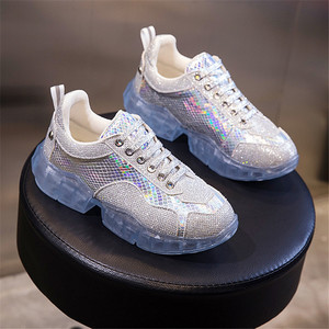 香港2019新款ins网红透明老爹鞋水晶厚底休闲鞋炫彩小白鞋女单鞋