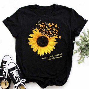 Sunflower Butterfly T-shirt向日葵蝴蝶百搭上衣大码宽松上衣女
