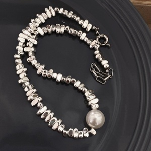 LJW 小众设计ins网红博主同款碎银子珍珠项链简约时髦感锁骨链女