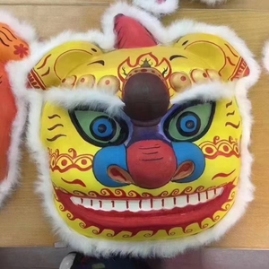000人付款淘宝大狮子头 小瑞兽纸浆面具白坯儿童diy填色彩绘美术表演