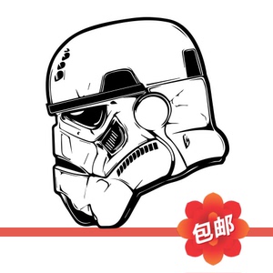 星球大战starwars风暴兵墙贴画星战帝国冲锋队白兵头盔镂空墙贴纸