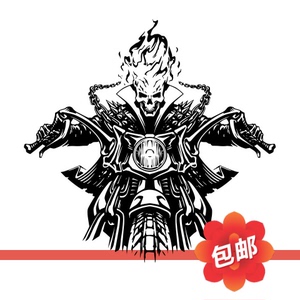 幽灵骑士灵魂战车墙贴画火焰骷髅摩托车另类恶灵骑士装饰墙贴纸