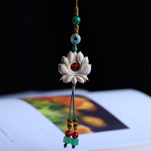 天然猛犸象牙九转莲花吊坠民族风镶嵌项坠diy包挂件毛衣项链女式