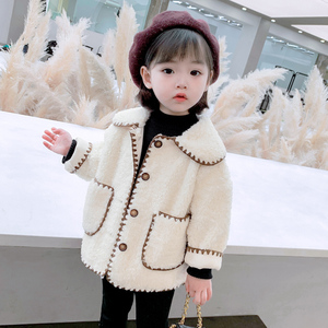 儿童毛毛衣外套中小童韩版秋冬款羊羔毛上衣2022新款女童洋气秋装