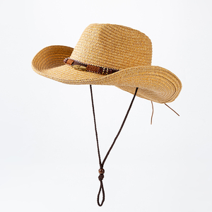 春夏季遮阳帽西部牛仔草帽礼帽户外海边沙滩帽防晒遮阳帽大帽沿夏