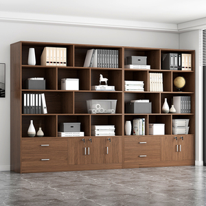 文件柜木质办公室档案柜带锁柜子靠墙落地组合书柜隔断柜办公柜