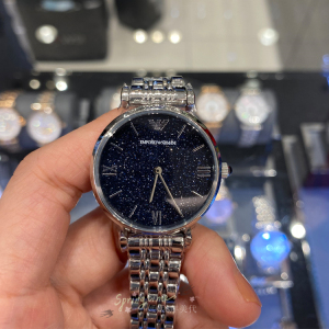 代购armani阿玛尼手表女 蓝色璀璨星空大表盘钢带石英表ar11091