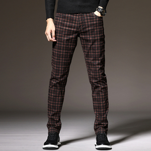 春秋季英伦轻奢格子休闲裤男直筒修身京东男裤外贸出口原尾单大牌