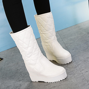 潮2024新款白棉鞋保暖加绒加厚短靴内增高雪地靴女冬季中筒棉靴子