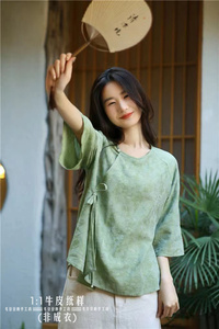 毛豆豆W378女士国风中式小衫纸样 服装裁剪图纸1:1牛皮纸样