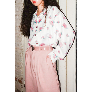 复古港风女装花衬衫