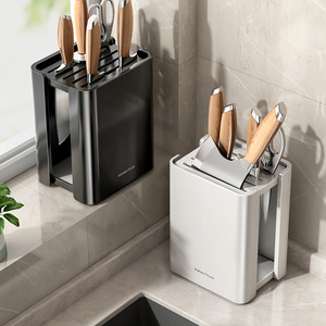 厨房刀架置物架台面款不锈钢刀架家用多功能刀具刀座放菜刀收纳架