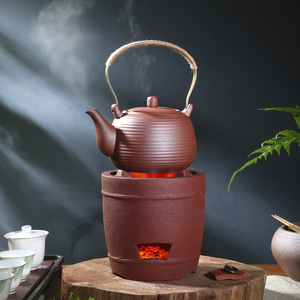炭炉煮茶炉红泥小火炉风炉煮茶器提梁壶潮州功夫茶道烧水橄榄碳炉