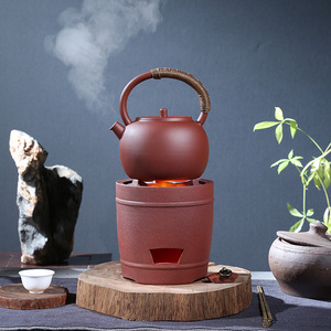 炭炉煮茶炉红泥小火炉风炉煮茶器提梁壶潮州功夫茶道烧水橄榄碳炉