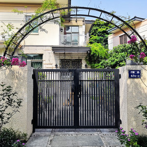 法式轻奢别墅铁艺大门庭院铁门入户百叶广州农村花园门电动栅栏门