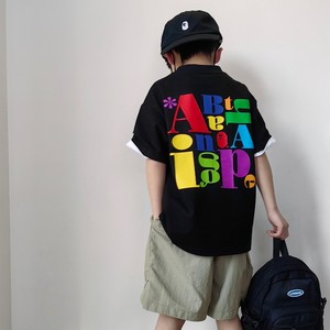 潮品2024男童夏季BAPE日系图案背后字母印花女童童装短袖纯棉T恤