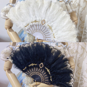 少女心lolita手作羽毛折扇茶会花嫁甜美仙气洛丽塔扇子欧式宫廷扇