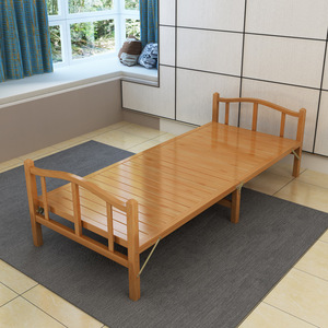 竹床折叠床单人双人午休午睡实木板式1.2成人1.5米家用简易陪护床
