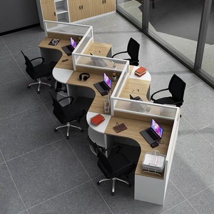 办公桌椅组合屏风工作室座错卡位3人对向6交互拐弯企业桌转角w形5