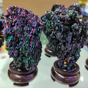 天然七彩矿原石原矿火山岩家居客厅办公室装饰品大小水晶观赏摆件