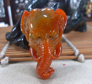 翡翠天然a货成品缅甸玉器冰糯种玉坠吊坠红翡大象精雕老种水润