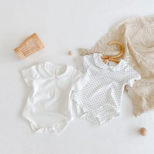 夏季韩版短袖娃娃领INS打底连体衣纯棉新生婴幼儿女宝宝爬服哈衣